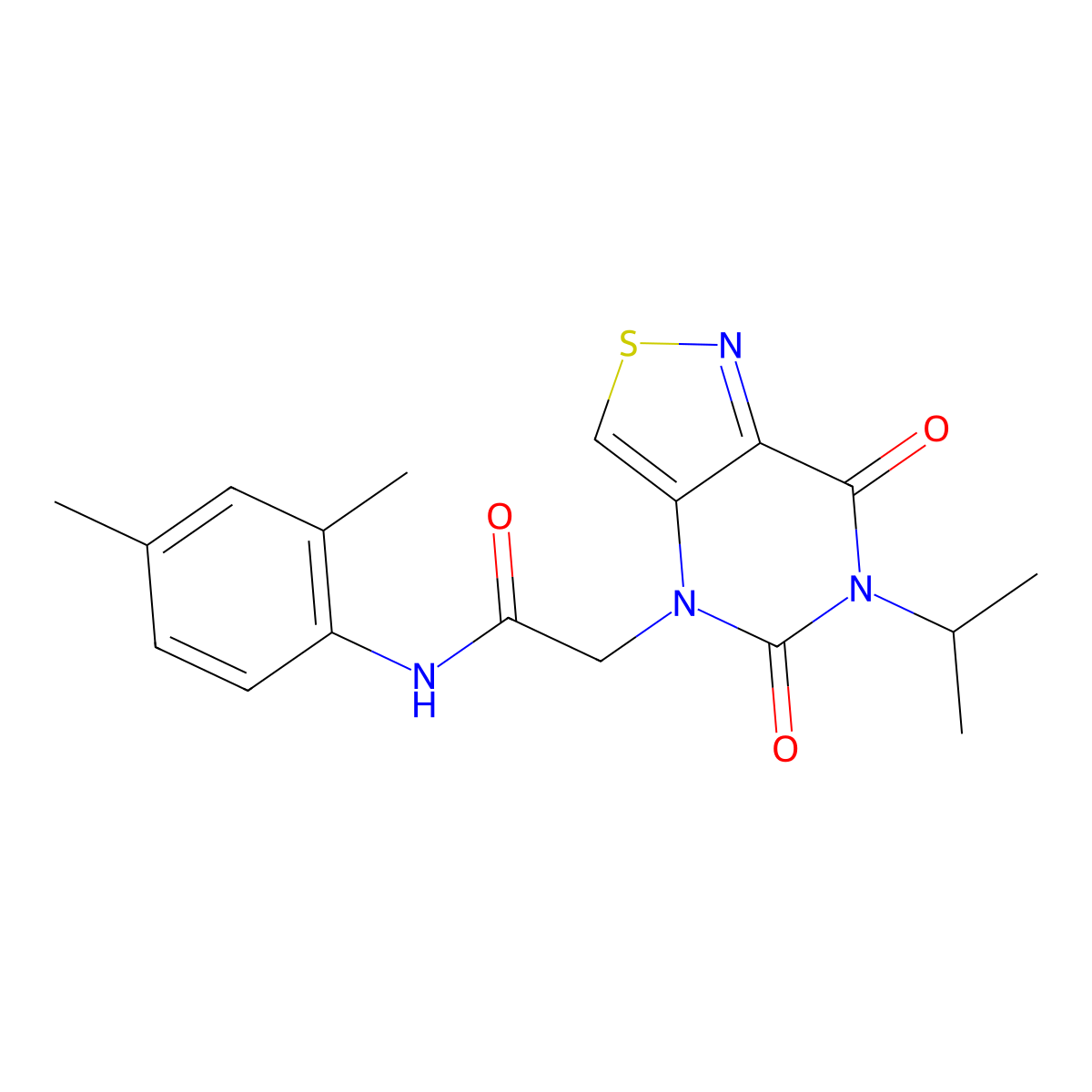 N-(2,4-dimethylphenyl)-2-(6-isopropyl-5,7-dioxo-6,7-dihydroisothiazolo[4,3-d]pyrimidin-4(5H)-yl)acetamide molecular structure, CAS 1251604-10-0