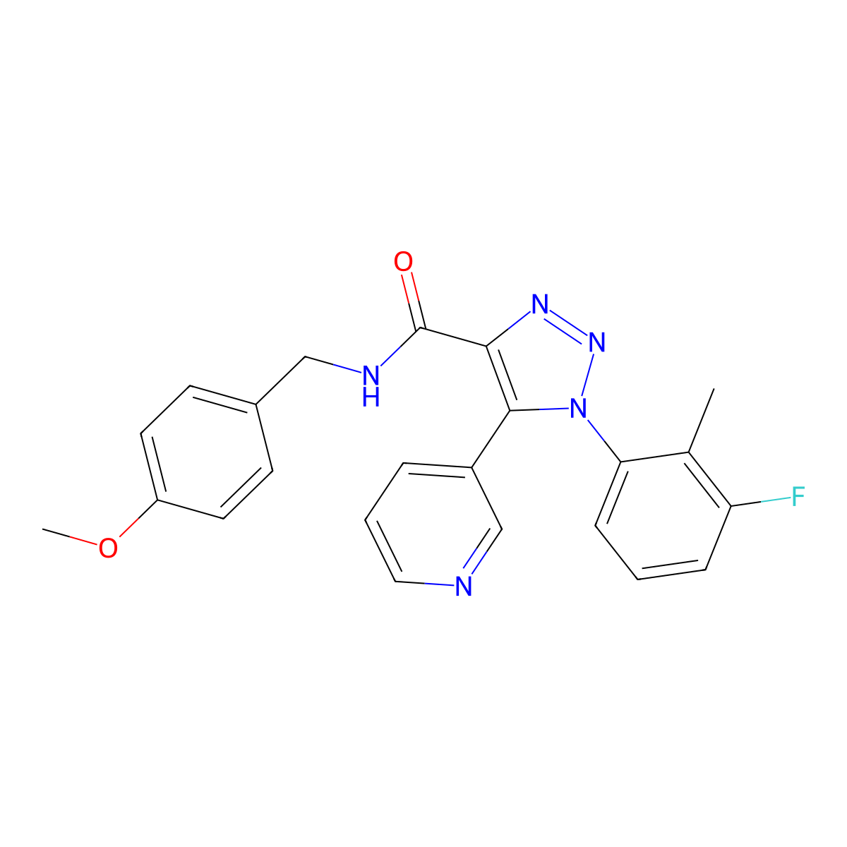 1-(3-fluoro-2-methylphenyl)-N-(4-methoxybenzyl)-5-pyridin-3-yl-1H-1,2,3-triazole-4-carboxamide molecular structure, CAS 1251604-42-8