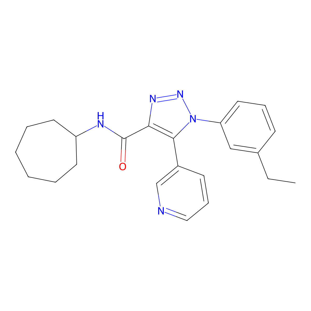 N-cycloheptyl-1-(3-ethylphenyl)-5-(pyridin-3-yl)-1H-1,2,3-triazole-4-carboxamide molecular structure, CAS 1251604-46-2