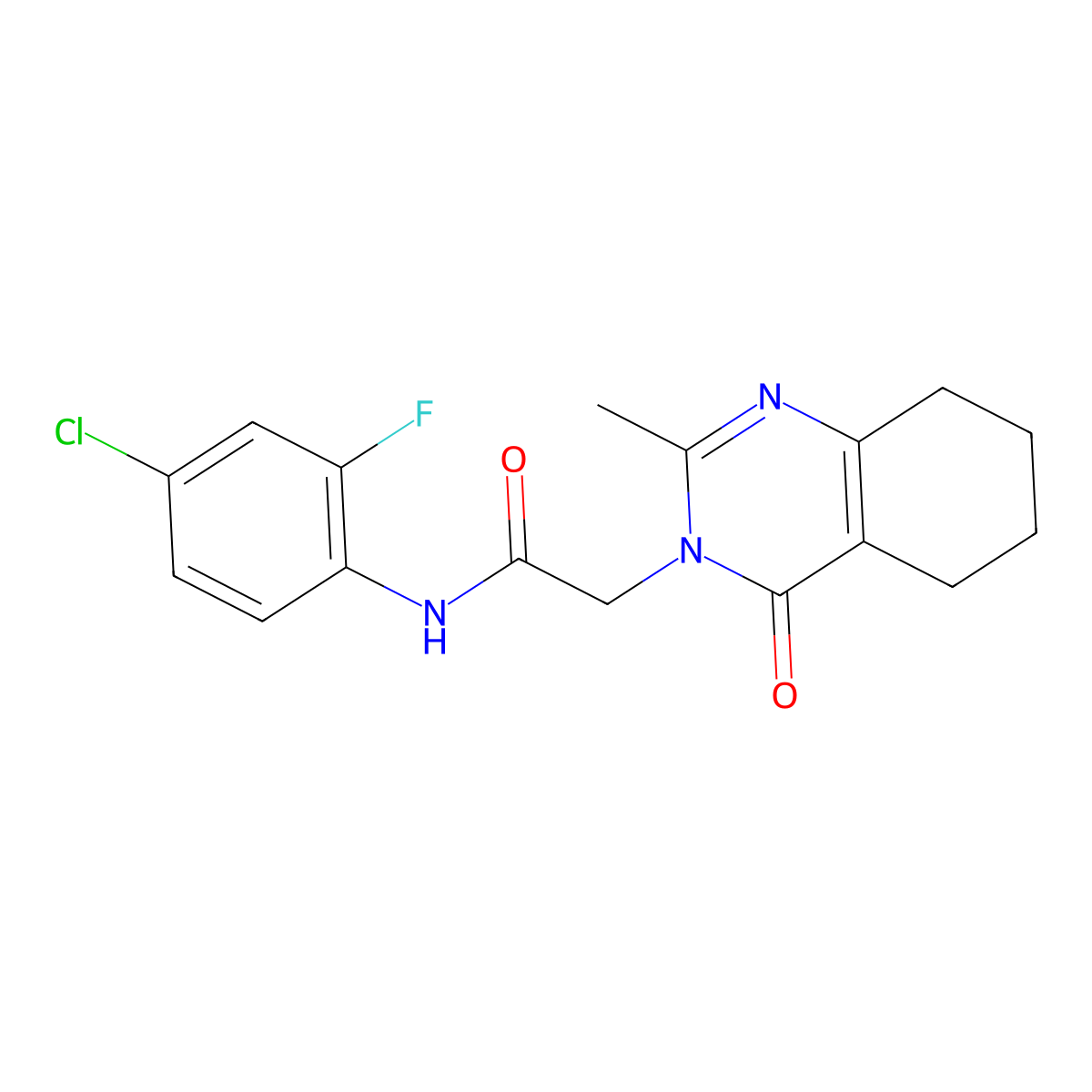N-(4-chloro-2-fluorophenyl)-2-(2-methyl-4-oxo-5,6,7,8-tetrahydroquinazolin-3(4H)-yl)acetamide molecular structure, CAS 1251604-75-7