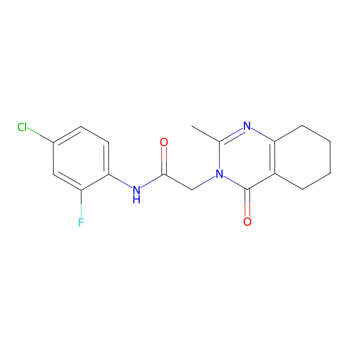 N-(4-chloro-2-fluorophenyl)-2-(2-methyl-4-oxo-5,6,7,8-tetrahydroquinazolin-3(4H)-yl)acetamide molecular structure, CAS 1251604-75-7