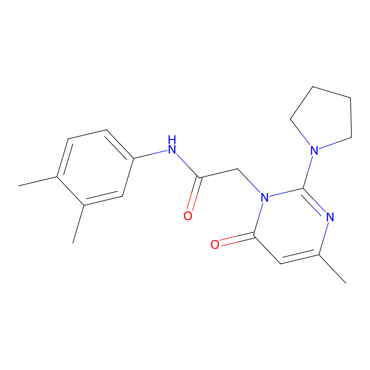 N-(3,4-dimethylphenyl)-2-(4-methyl-6-oxo-2-pyrrolidin-1-ylpyrimidin-1(6H)-yl)acetamide molecular structure, CAS 1251604-76-8