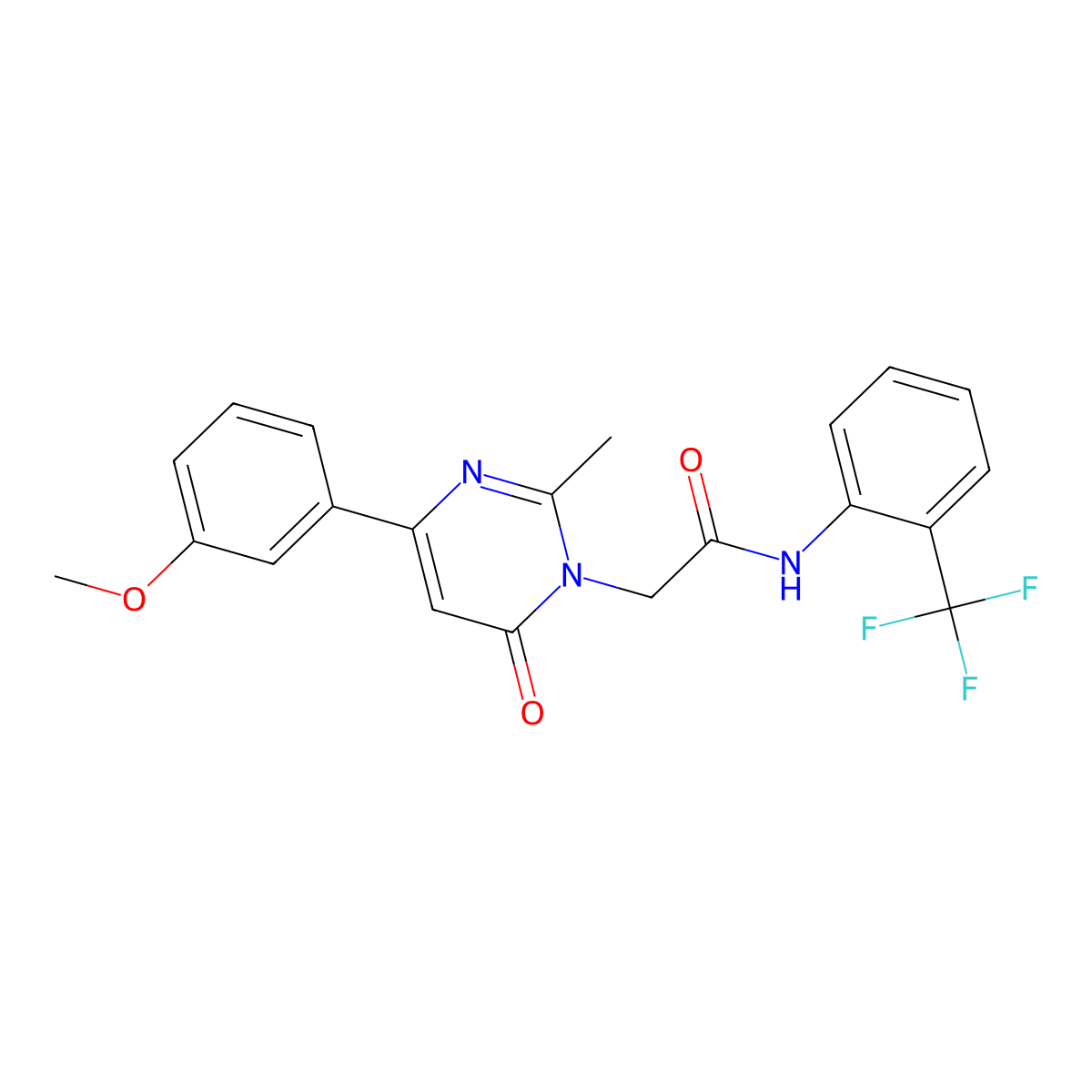 2-[4-(3-methoxyphenyl)-2-methyl-6-oxo-1,6-dihydropyrimidin-1-yl]-N-[2-(trifluoromethyl)phenyl]acetamide molecular structure, CAS 1251604-79-1