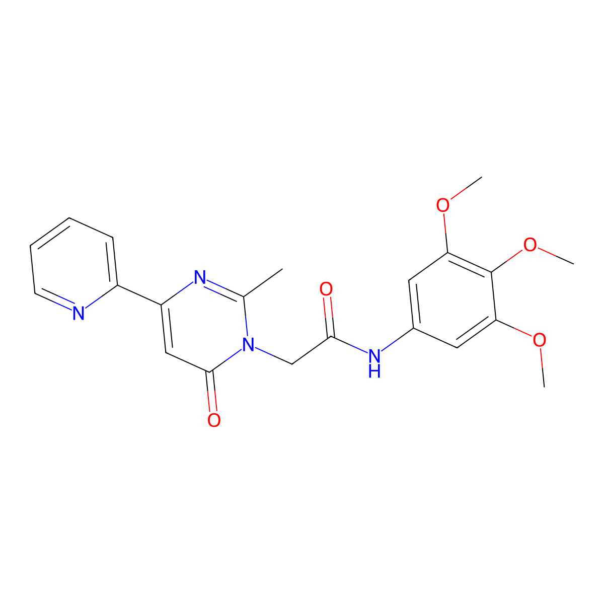 2-(2-methyl-6-oxo-4-(pyridin-2-yl)pyrimidin-1(6H)-yl)-N-(3,4,5-trimethoxyphenyl)acetamide molecular structure, CAS 1251604-82-6
