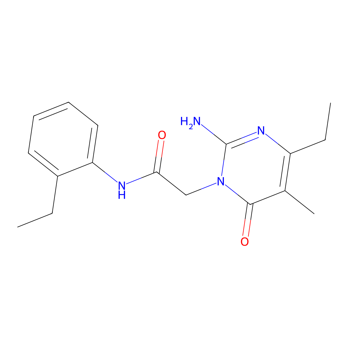 2-(2-amino-4-ethyl-5-methyl-6-oxopyrimidin-1(6H)-yl)-N-(2-ethylphenyl)acetamide molecular structure, CAS 1251604-86-0