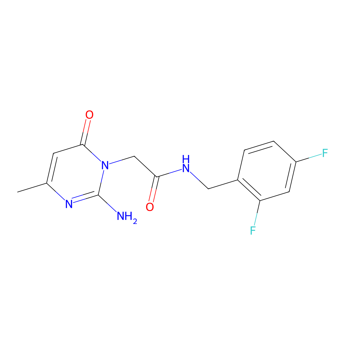 2-(2-amino-4-methyl-6-oxopyrimidin-1(6H)-yl)-N-(2,4-difluorobenzyl)acetamide molecular structure, CAS 1251604-92-8