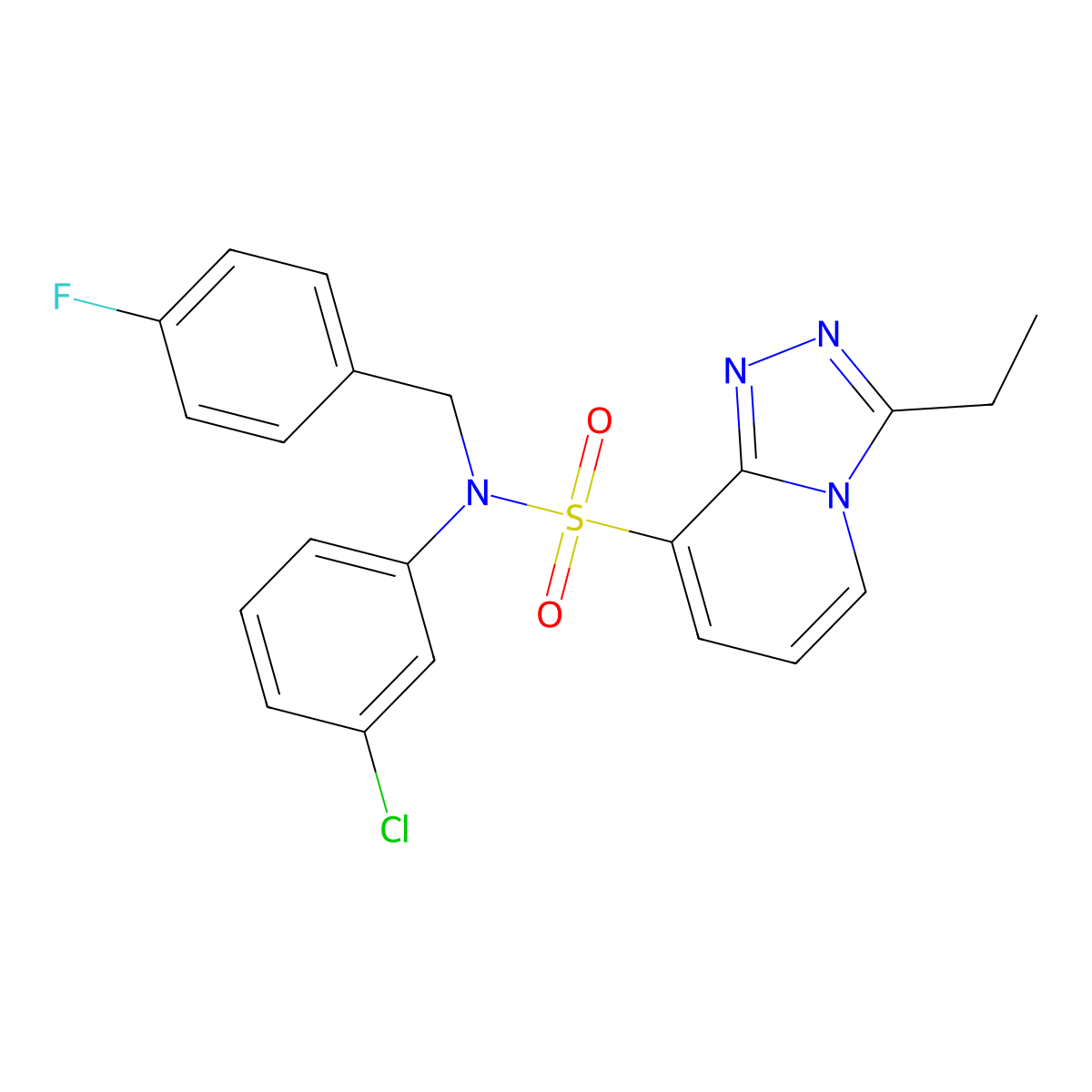 N-(3-chlorophenyl)-3-ethyl-N-[(4-fluorophenyl)methyl]-[1,2,4]triazolo[4,3-a]pyridine-8-sulfonamide molecular structure, CAS 1251604-95-1