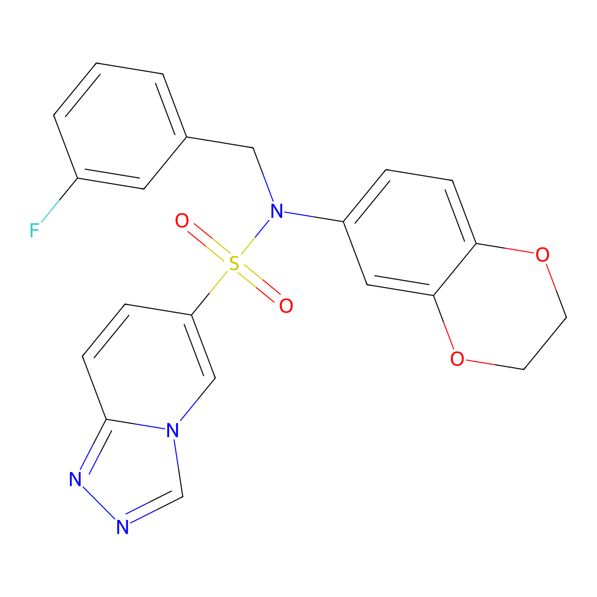 N-(2,3-dihydro-1,4-benzodioxin-6-yl)-N-[(3-fluorophenyl)methyl]-[1,2,4]triazolo[4,3-a]pyridine-6-sulfonamide molecular structure, CAS 1251605-00-1