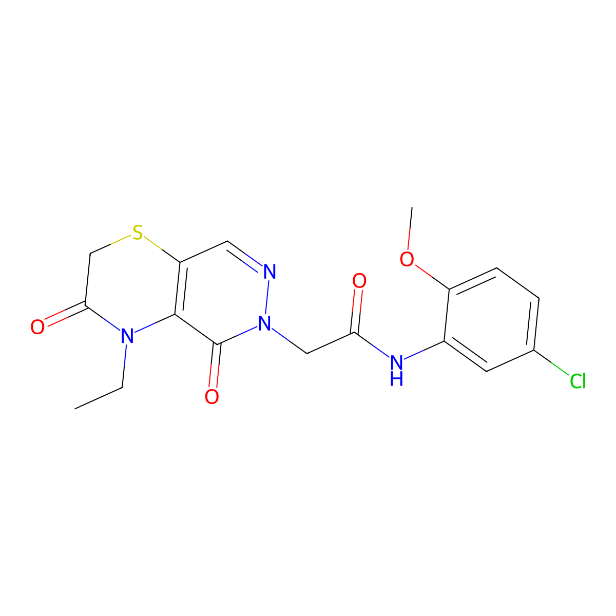 N-(5-chloro-2-methoxyphenyl)-2-(4-ethyl-3,5-dioxo-3,4-dihydro-2H-pyridazino[4,5-b][1,4]thiazin-6(5H)-yl)acetamide molecular structure, CAS 1251605-05-6