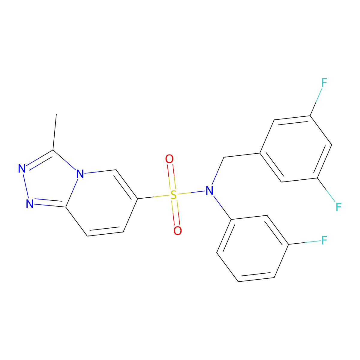 N-[(3,5-difluorophenyl)methyl]-N-(3-fluorophenyl)-3-methyl-[1,2,4]triazolo[4,3-a]pyridine-6-sulfonamide molecular structure, CAS 1251605-13-6