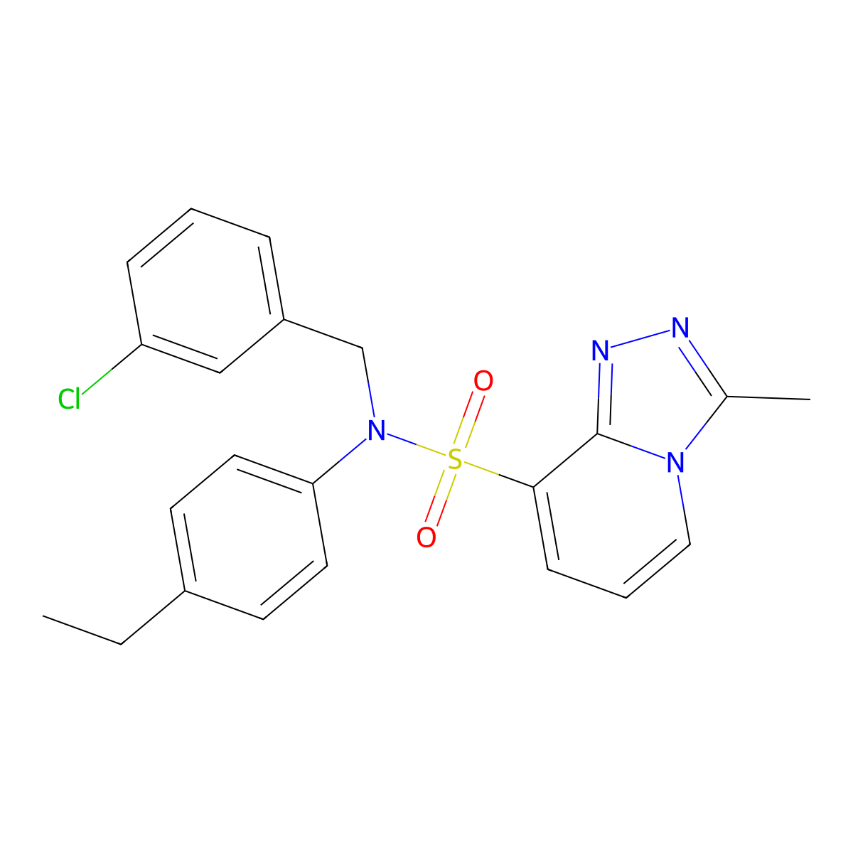 N-[(3-chlorophenyl)methyl]-N-(4-ethylphenyl)-3-methyl-[1,2,4]triazolo[4,3-a]pyridine-8-sulfonamide molecular structure, CAS 1251605-15-8