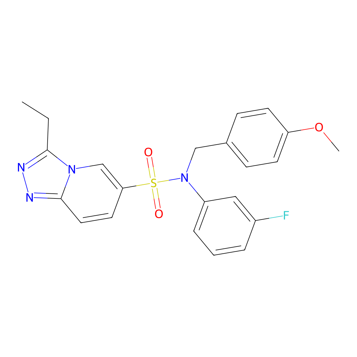 3-ethyl-N-(3-fluorophenyl)-N-[(4-methoxyphenyl)methyl]-[1,2,4]triazolo[4,3-a]pyridine-6-sulfonamide molecular structure, CAS 1251605-20-5