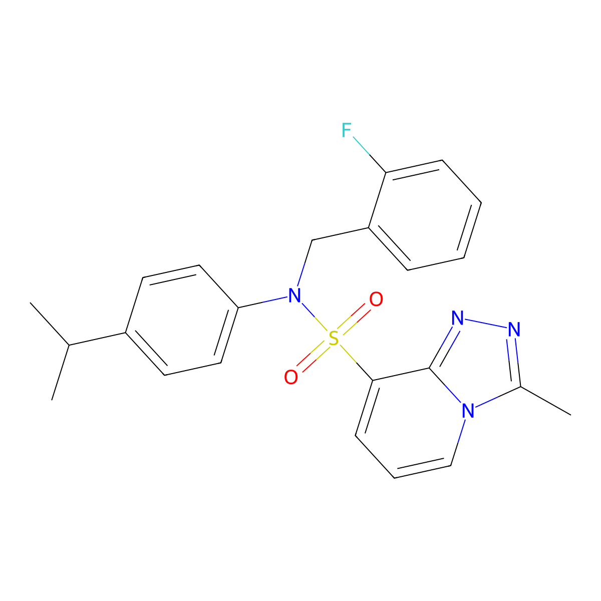 N-[(2-fluorophenyl)methyl]-3-methyl-N-[4-(propan-2-yl)phenyl]-[1,2,4]triazolo[4,3-a]pyridine-8-sulfonamide molecular structure, CAS 1251605-21-6