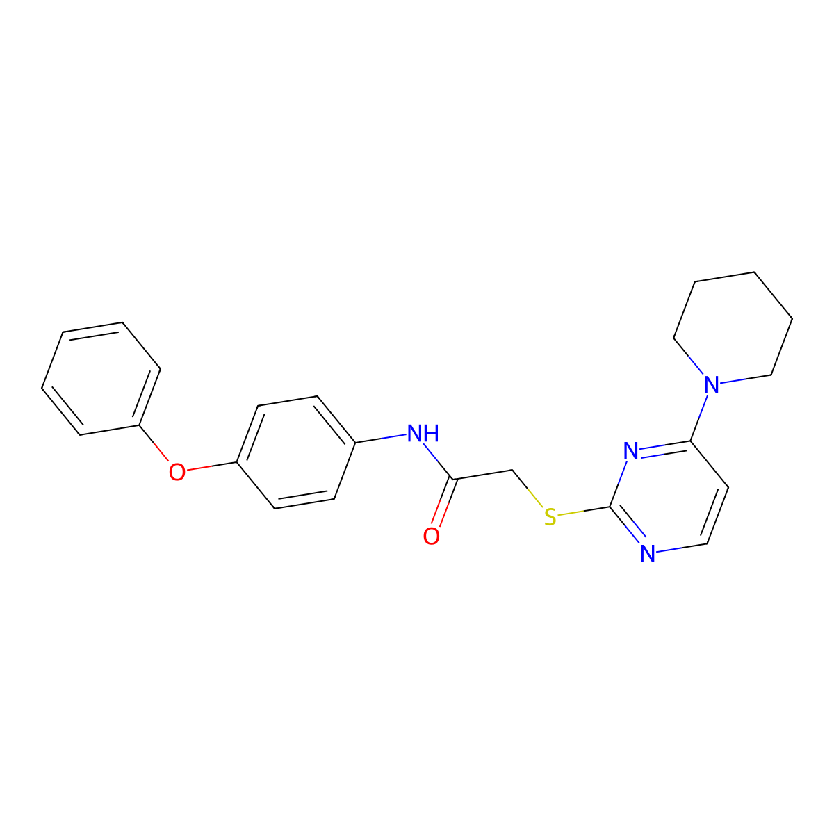 N-(4-phenoxyphenyl)-2-{[4-(piperidin-1-yl)pyrimidin-2-yl]sulfanyl}acetamide molecular structure, CAS 1251605-23-8