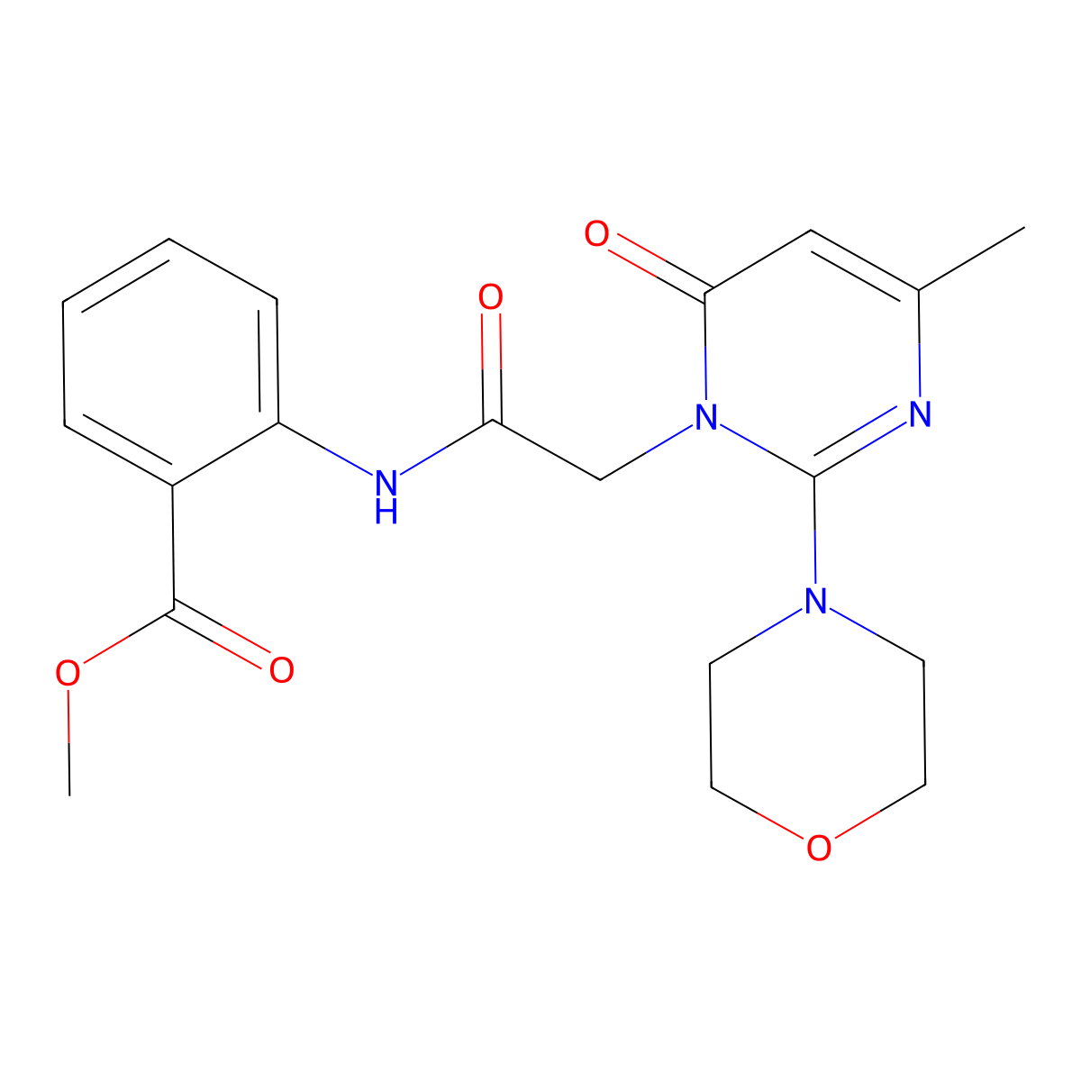 methyl 2-(2-(4-methyl-2-morpholino-6-oxopyrimidin-1(6H)-yl)acetamido)benzoate molecular structure, CAS 1251605-24-9