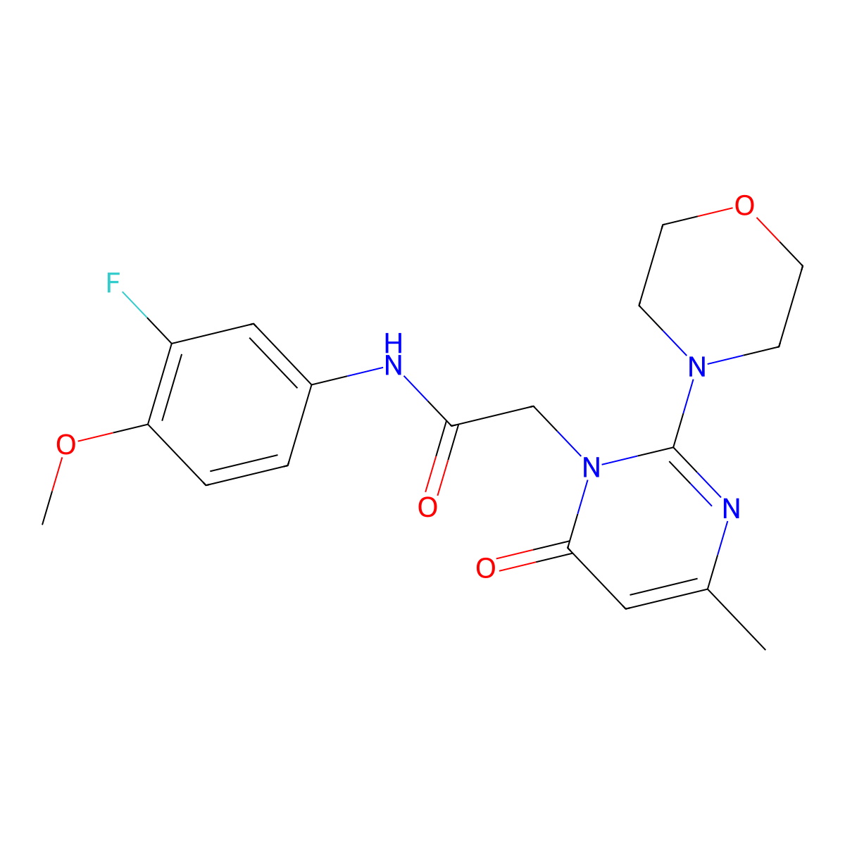 N-(3-fluoro-4-methoxyphenyl)-2-[4-methyl-2-(morpholin-4-yl)-6-oxo-1,6-dihydropyrimidin-1-yl]acetamide molecular structure, CAS 1251605-31-8