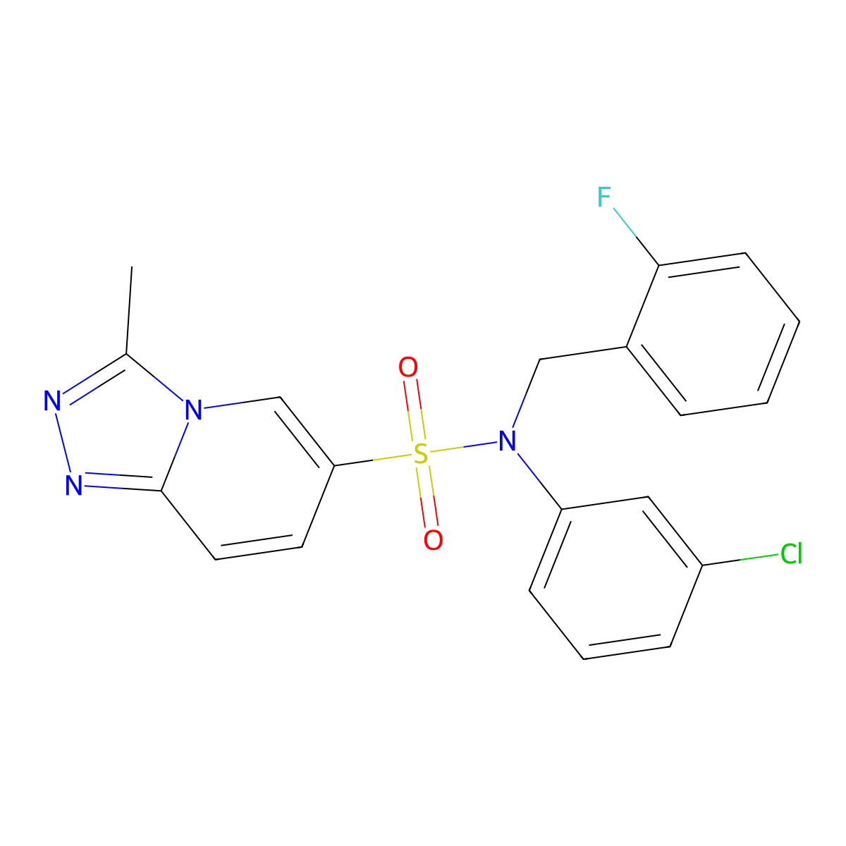 N-(3-chlorophenyl)-N-[(2-fluorophenyl)methyl]-3-methyl-[1,2,4]triazolo[4,3-a]pyridine-6-sulfonamide molecular structure, CAS 1251605-32-9