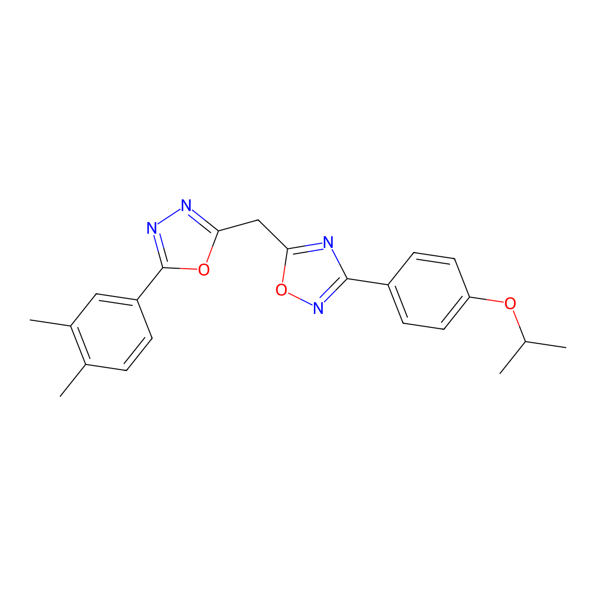 5-{[5-(3,4-Dimethylphenyl)-1,3,4-oxadiazol-2-yl]methyl}-3-[4-(propan-2-yloxy)phenyl]-1,2,4-oxadiazole molecular structure, CAS 1251605-33-0