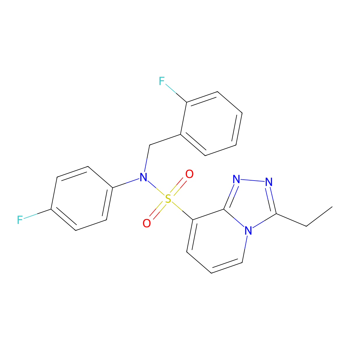 3-ethyl-N-(4-fluorophenyl)-N-[(2-fluorophenyl)methyl]-[1,2,4]triazolo[4,3-a]pyridine-8-sulfonamide molecular structure, CAS 1251605-44-3