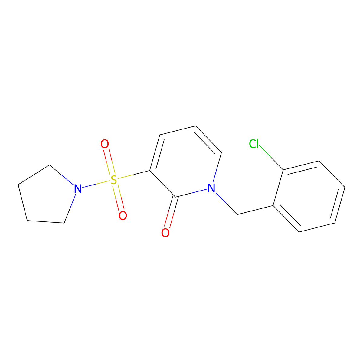 1-(2-chlorobenzyl)-3-(pyrrolidin-1-ylsulfonyl)pyridin-2(1H)-one molecular structure, CAS 1251605-46-5