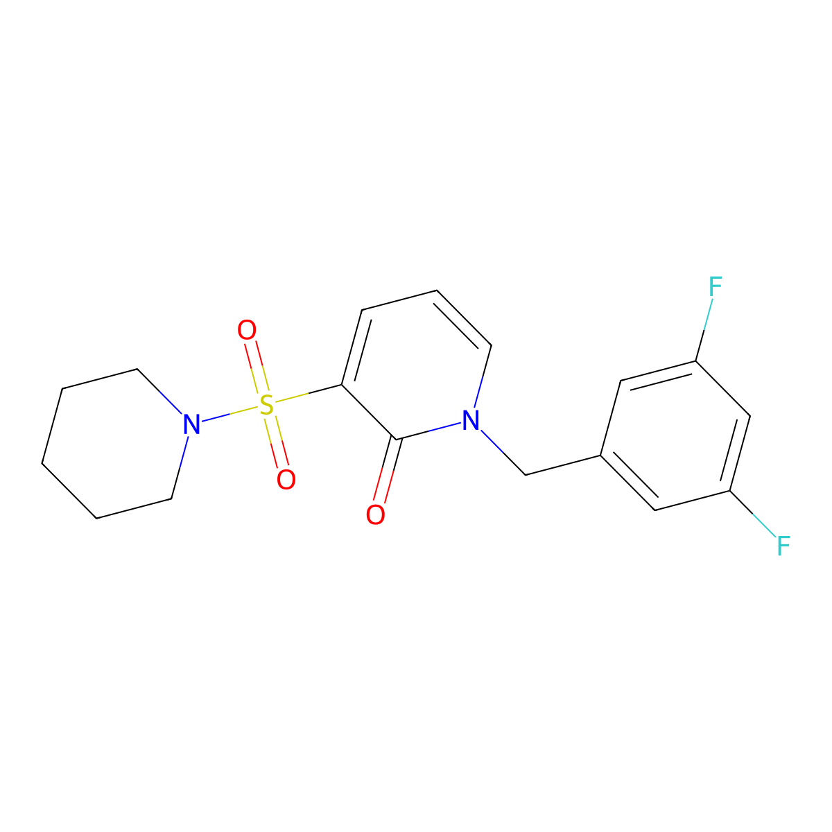 1-(3,5-difluorobenzyl)-3-(piperidin-1-ylsulfonyl)pyridin-2(1H)-one molecular structure, CAS 1251605-51-2