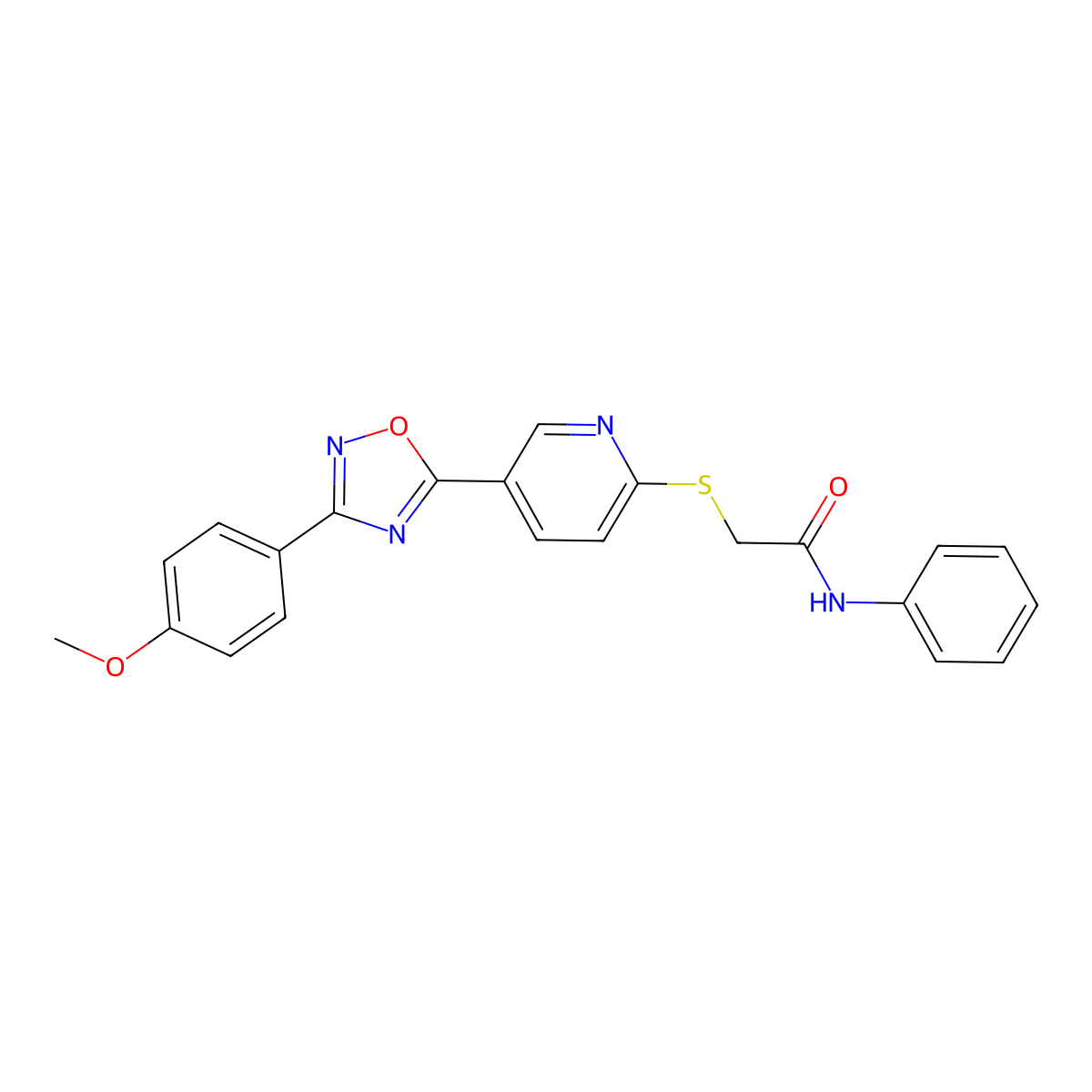 2-((5-(3-(4-methoxyphenyl)-1,2,4-oxadiazol-5-yl)pyridin-2-yl)thio)-N-phenylacetamide molecular structure, CAS 1251605-53-4