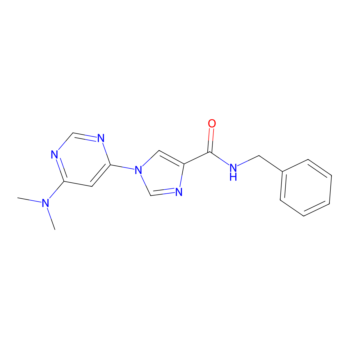 N-benzyl-1-[6-(dimethylamino)pyrimidin-4-yl]-1H-imidazole-4-carboxamide molecular structure, CAS 1251605-59-0