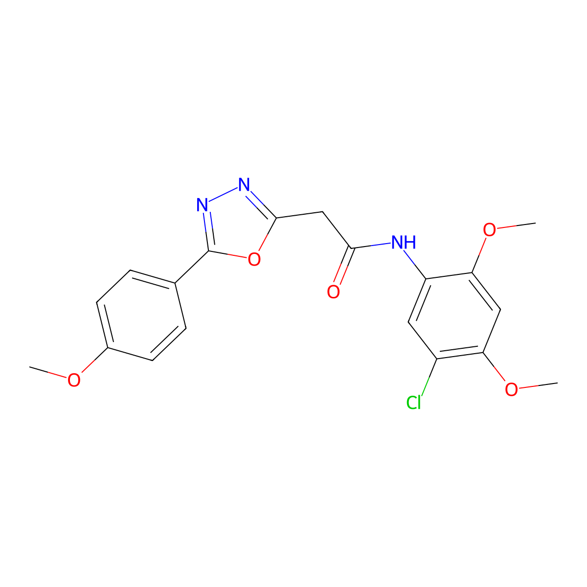 N-(5-chloro-2,4-dimethoxyphenyl)-2-[5-(4-methoxyphenyl)-1,3,4-oxadiazol-2-yl]acetamide molecular structure, CAS 1251605-60-3