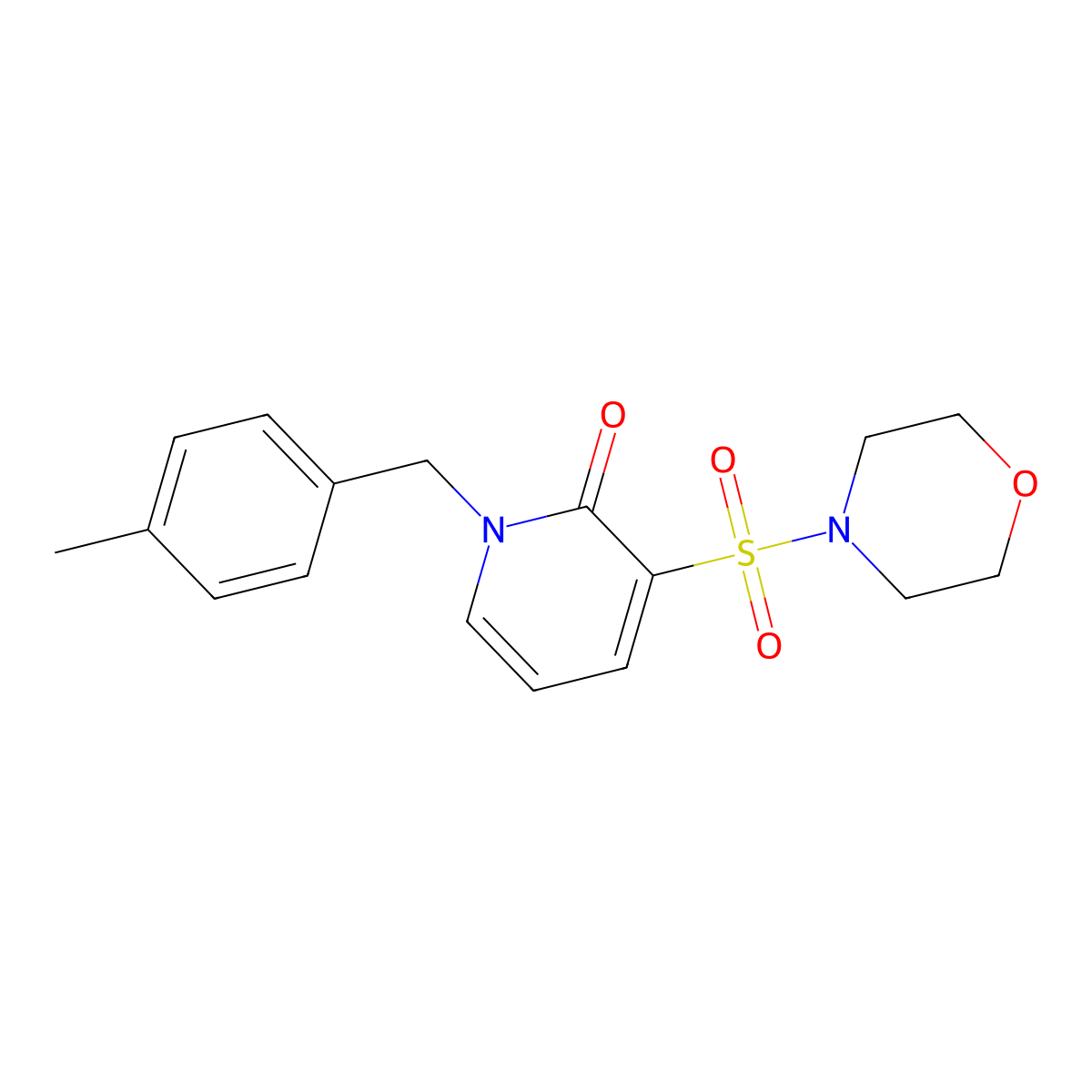 1-(4-methylbenzyl)-3-(morpholinosulfonyl)pyridin-2(1H)-one molecular structure, CAS 1251605-62-5
