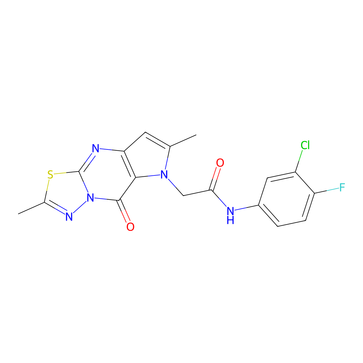 N-(3-chloro-4-fluorophenyl)-2-(2,7-dimethyl-5-oxopyrrolo[3,2-d][1,3,4]thiadiazolo[3,2-a]pyrimidin-6(5H)-yl)acetamide molecular structure, CAS 1251605-63-6