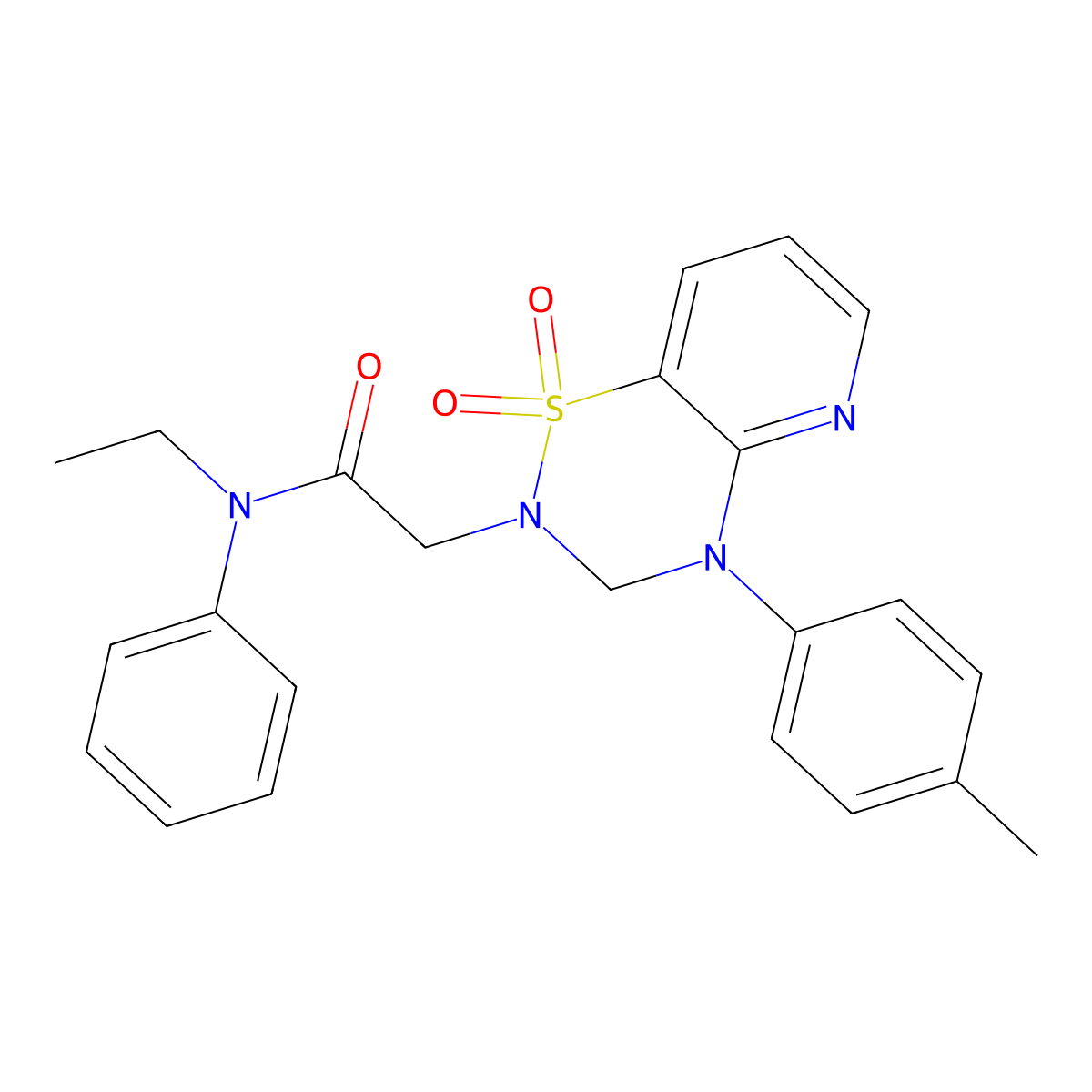 2-(1,1-dioxido-4-(p-tolyl)-3,4-dihydro-2H-pyrido[2,3-e][1,2,4]thiadiazin-2-yl)-N-ethyl-N-phenylacetamide molecular structure, CAS 1251605-67-0
