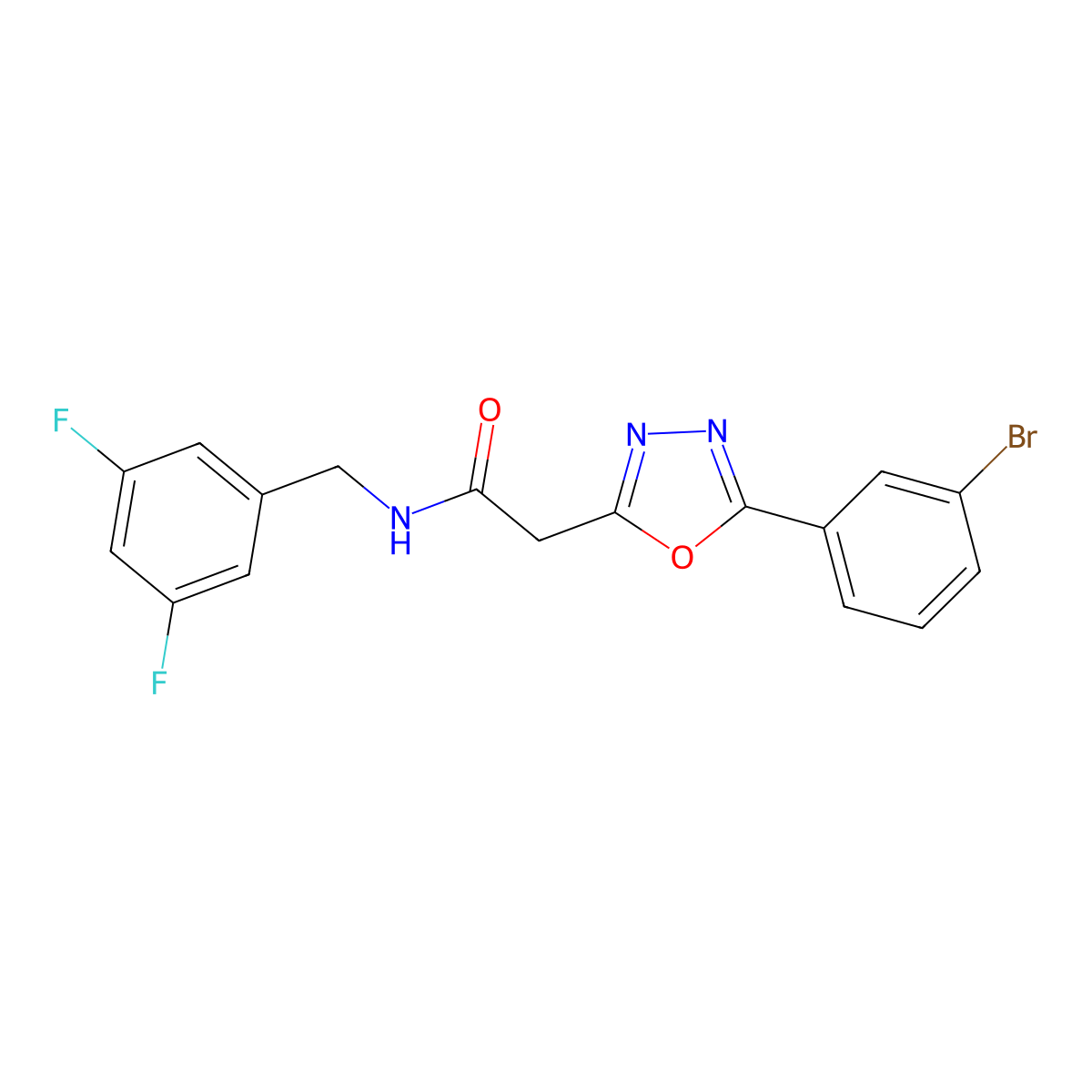 2-(5-(3-bromophenyl)-1,3,4-oxadiazol-2-yl)-N-(3,5-difluorobenzyl)acetamide molecular structure, CAS 1251605-68-1