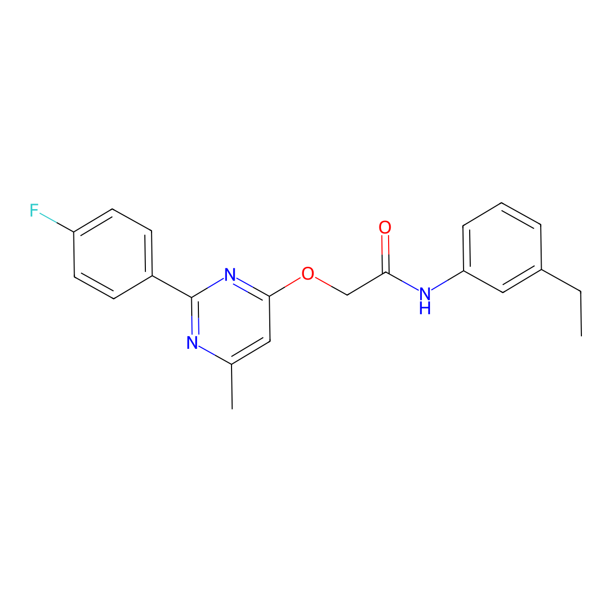 N-(3-ethylphenyl)-2-{[2-(4-fluorophenyl)-6-methylpyrimidin-4-yl]oxy}acetamide molecular structure, CAS 1251605-69-2