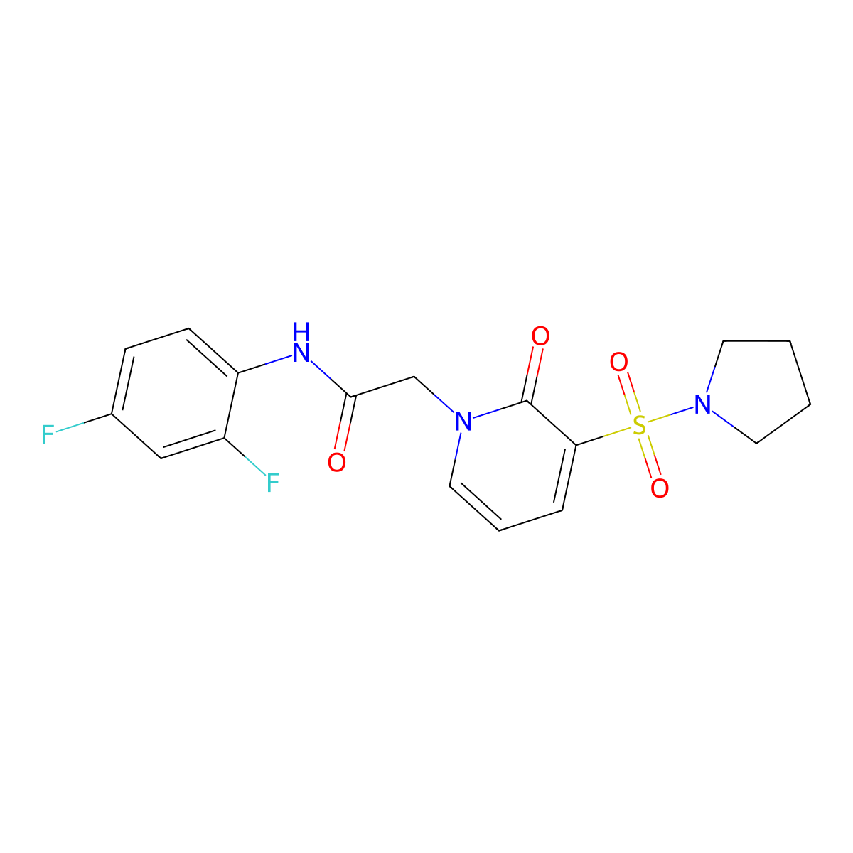 N-(2,4-difluorophenyl)-2-(2-oxo-3-(pyrrolidin-1-ylsulfonyl)pyridin-1(2H)-yl)acetamide molecular structure, CAS 1251605-70-5