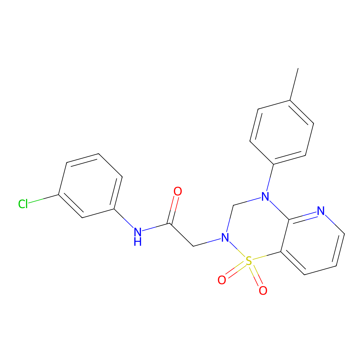 N-(3-chlorophenyl)-2-(1,1-dioxido-4-(p-tolyl)-3,4-dihydro-2H-pyrido[2,3-e][1,2,4]thiadiazin-2-yl)acetamide molecular structure, CAS 1251605-71-6