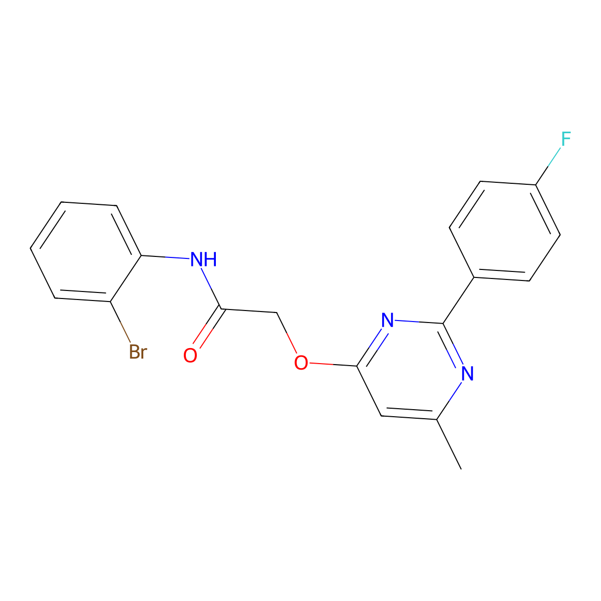 N-(2-bromophenyl)-2-{[2-(4-fluorophenyl)-6-methylpyrimidin-4-yl]oxy}acetamide molecular structure, CAS 1251605-74-9