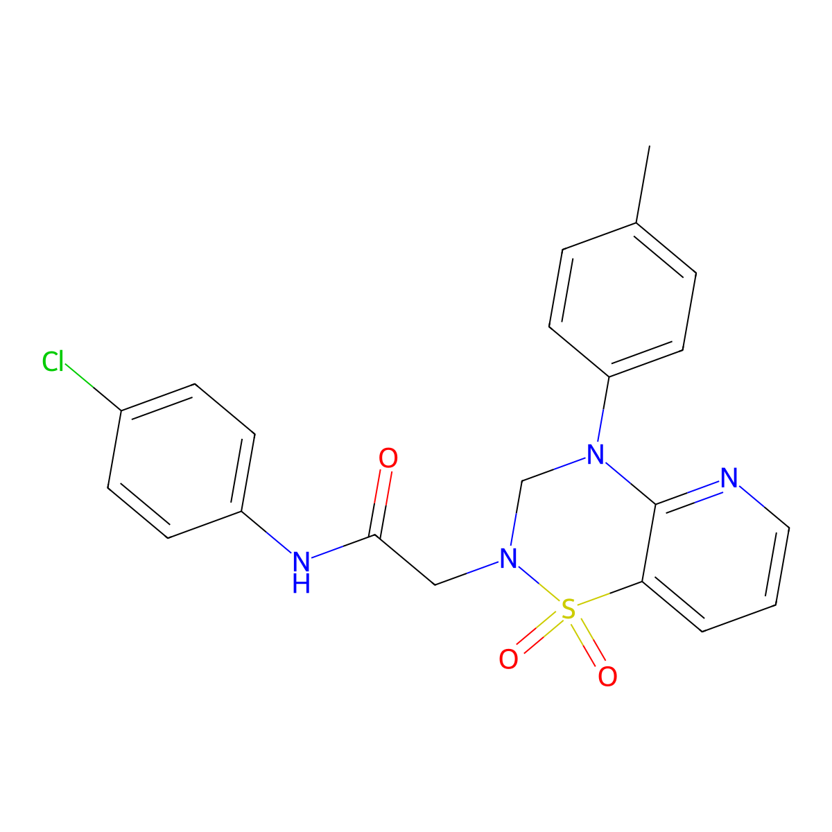 N-(4-chlorophenyl)-2-(1,1-dioxido-4-(p-tolyl)-3,4-dihydro-2H-pyrido[2,3-e][1,2,4]thiadiazin-2-yl)acetamide molecular structure, CAS 1251605-75-0