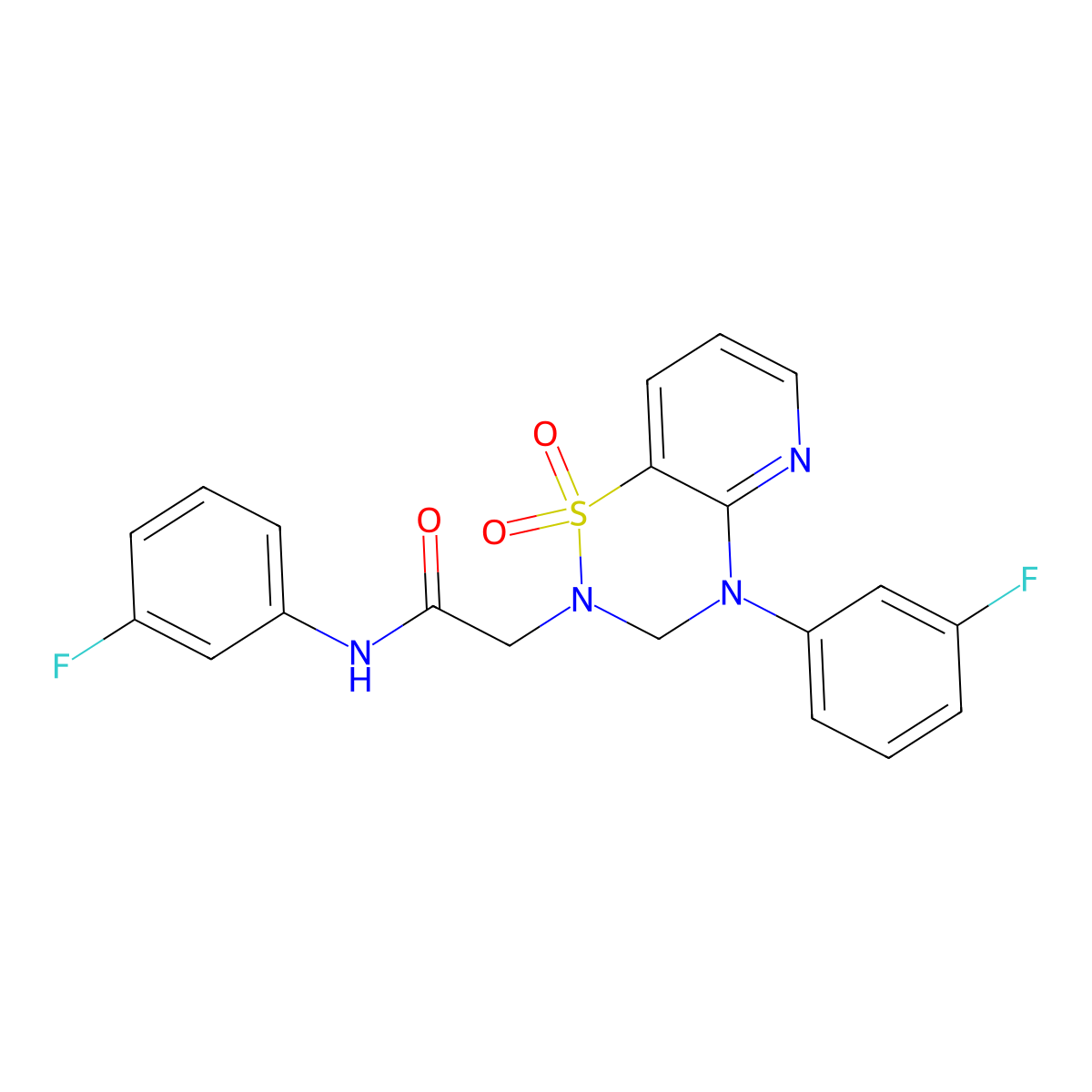 N-(3-fluorophenyl)-2-(4-(3-fluorophenyl)-1,1-dioxido-3,4-dihydro-2H-pyrido[2,3-e][1,2,4]thiadiazin-2-yl)acetamide molecular structure, CAS 1251605-81-8