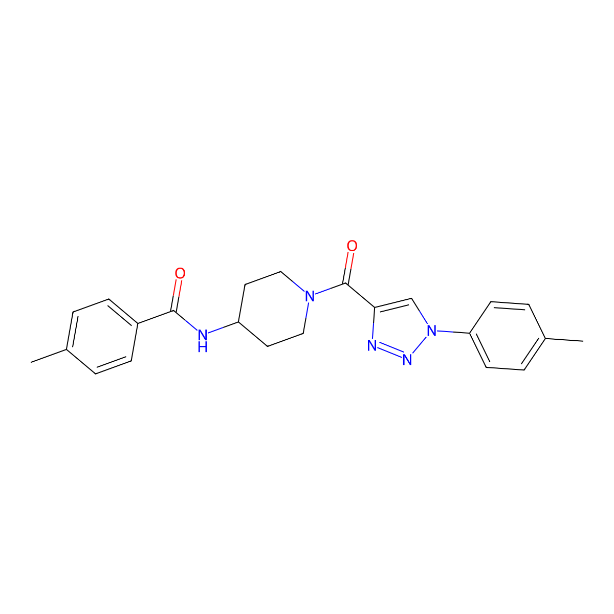 4-methyl-N-(1-(1-(p-tolyl)-1H-1,2,3-triazole-4-carbonyl)piperidin-4-yl)benzamide molecular structure, CAS 1251605-82-9