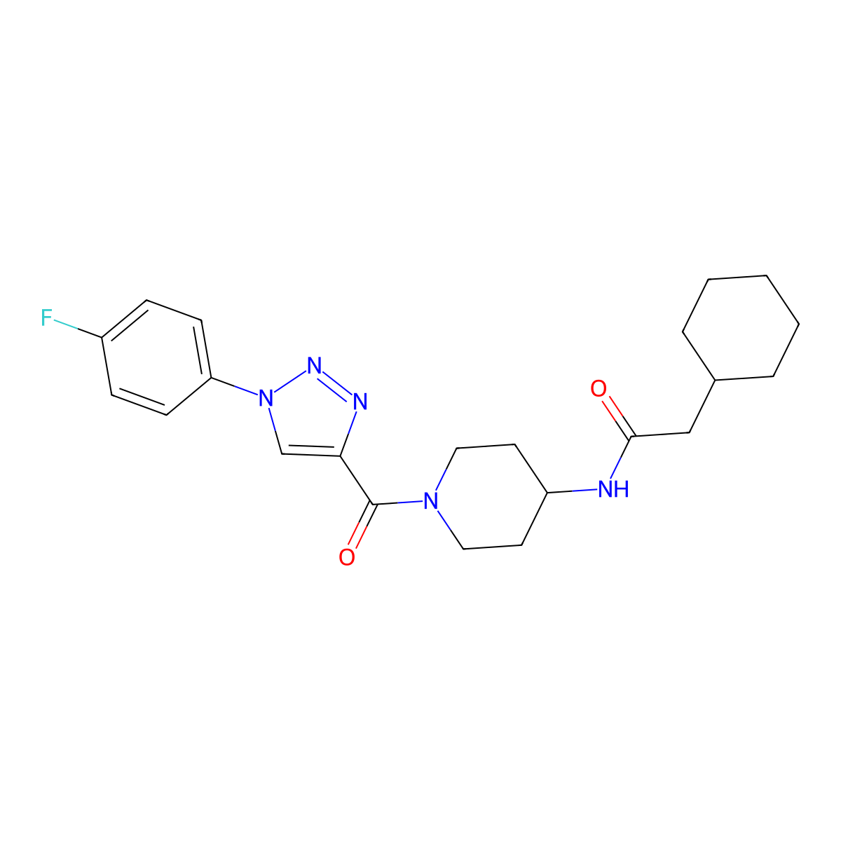2-cyclohexyl-N-{1-[1-(4-fluorophenyl)-1H-1,2,3-triazole-4-carbonyl]piperidin-4-yl}acetamide molecular structure, CAS 1251605-90-9