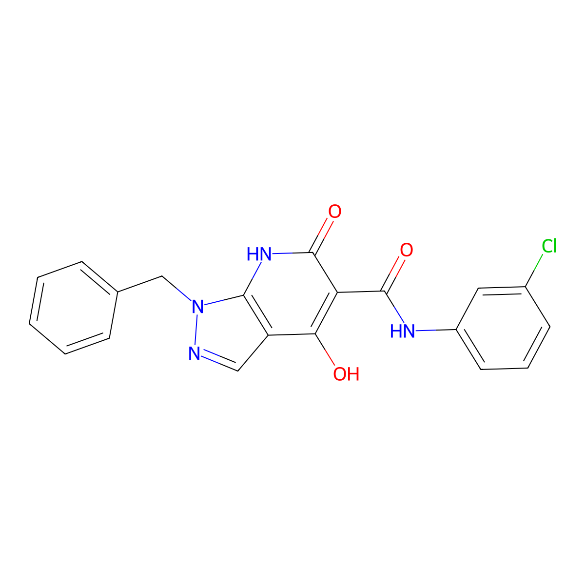1-benzyl-N-(3-chlorophenyl)-4-hydroxy-6-oxo-1H,6H,7H-pyrazolo[3,4-b]pyridine-5-carboxamide molecular structure, CAS 1251605-91-0