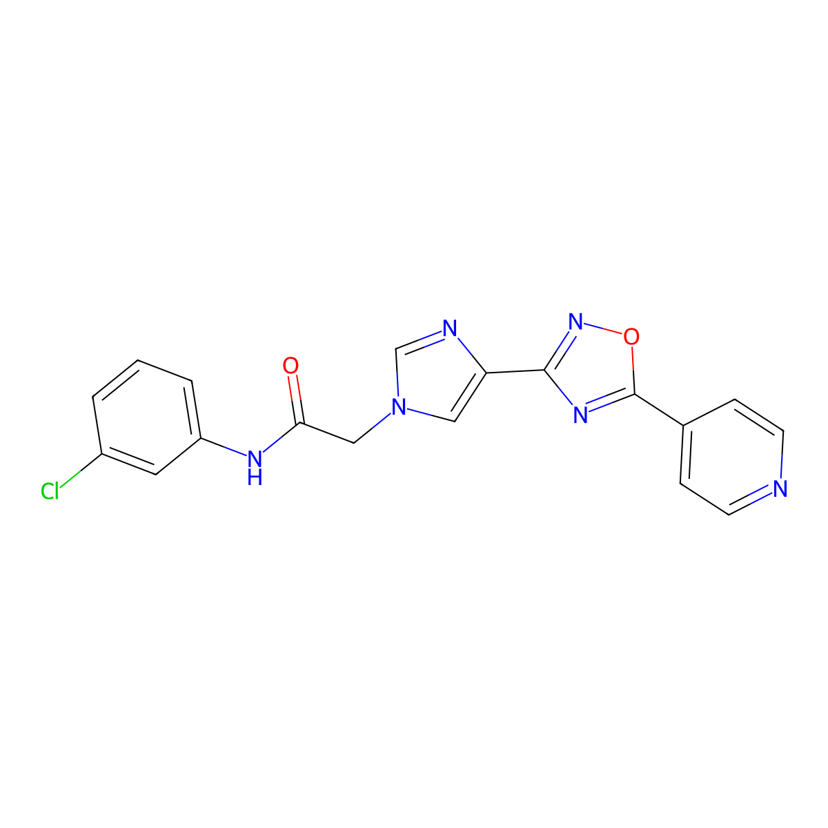 N-(3-chlorophenyl)-2-{4-[5-(pyridin-4-yl)-1,2,4-oxadiazol-3-yl]-1H-imidazol-1-yl}acetamide molecular structure, CAS 1251605-92-1