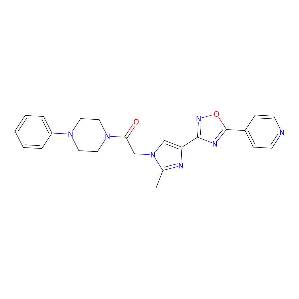 2-{2-methyl-4-[5-(4-pyridyl)-1,2,4-oxadiazol-3-yl]-1H-imidazol-1-yl}-1-(4-phenylpiperazino)-1-ethanone molecular structure, CAS 1251605-95-4