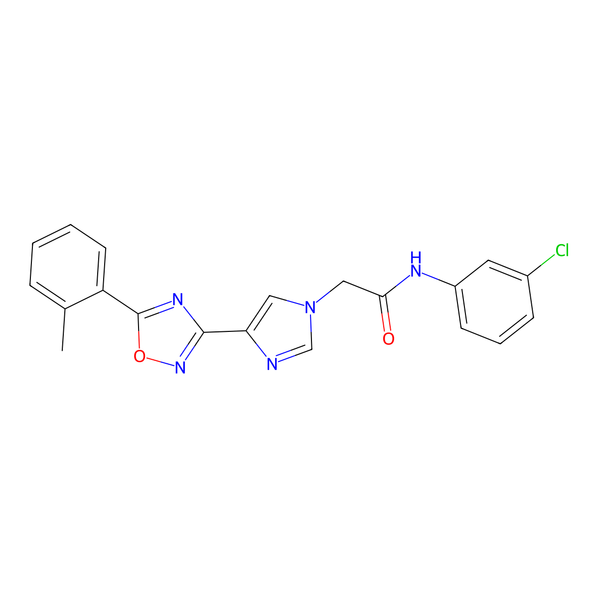 N-(3-chlorophenyl)-2-{4-[5-(2-methylphenyl)-1,2,4-oxadiazol-3-yl]-1H-imidazol-1-yl}acetamide molecular structure, CAS 1251605-97-6