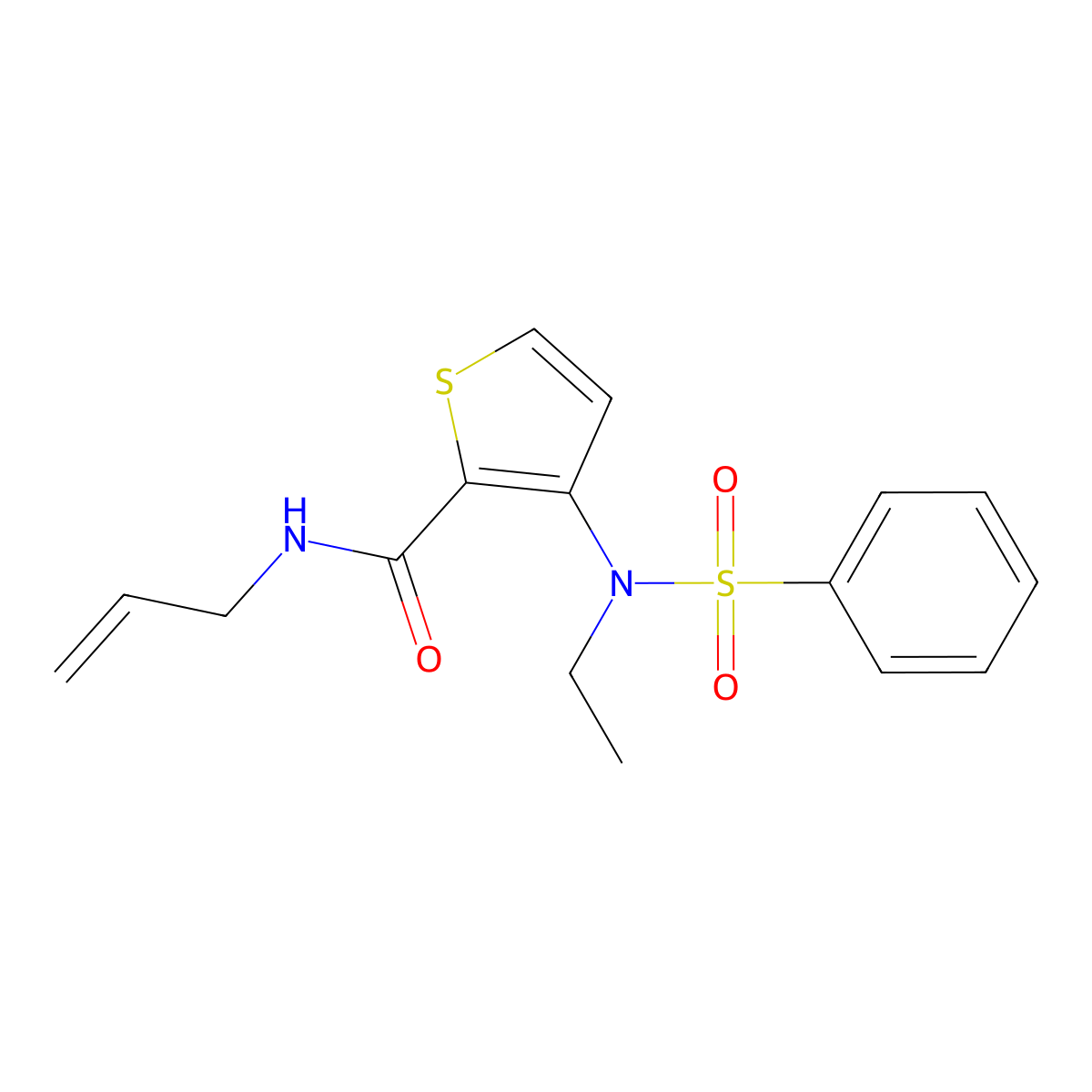 N-allyl-3-(N-ethylphenylsulfonamido)thiophene-2-carboxamide molecular structure, CAS 1251605-98-7