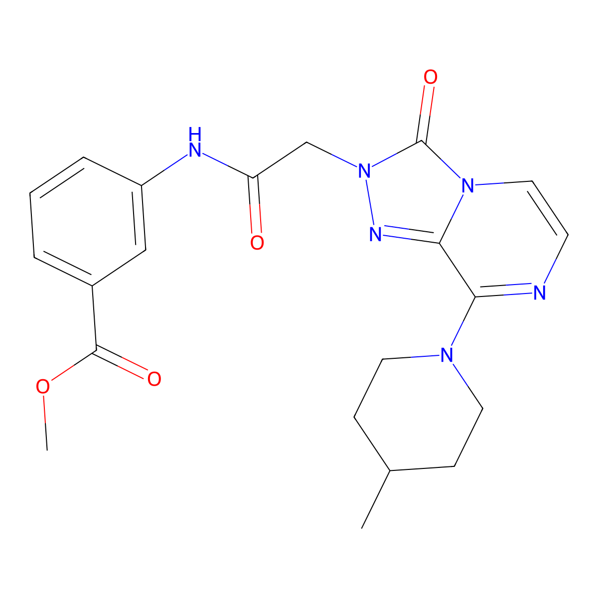 methyl 3-({[8-(4-methylpiperidin-1-yl)-3-oxo[1,2,4]triazolo[4,3-a]pyrazin-2(3H)-yl]acetyl}amino)benzoate molecular structure, CAS 1251606-00-4