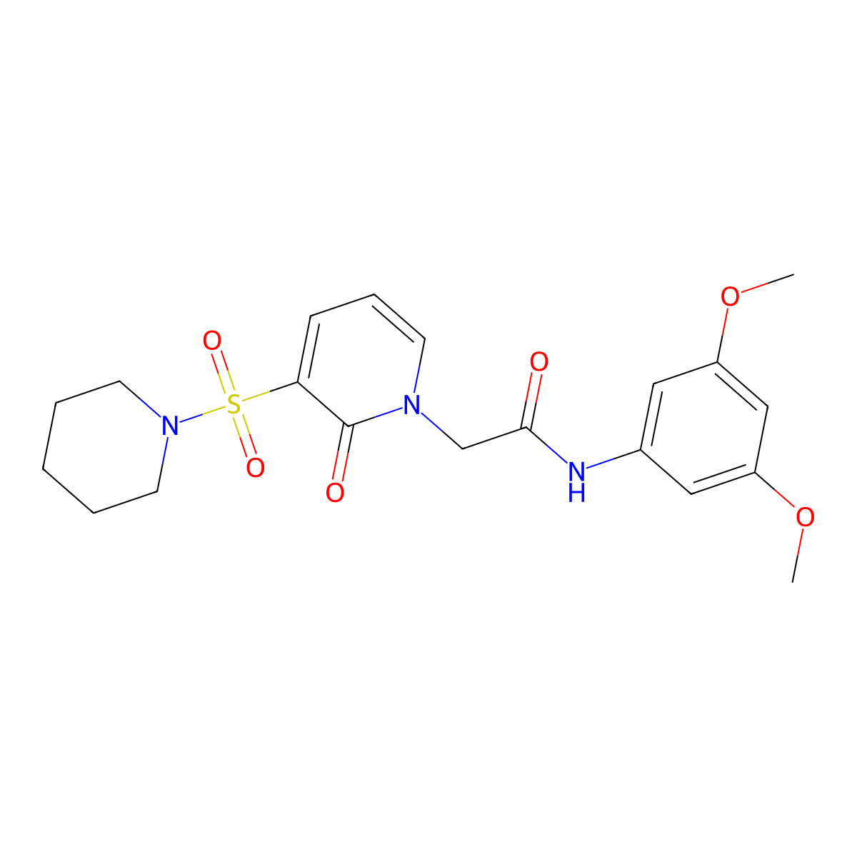 N-(3,5-dimethoxyphenyl)-2-(2-oxo-3-(piperidin-1-ylsulfonyl)pyridin-1(2H)-yl)acetamide molecular structure, CAS 1251606-02-6