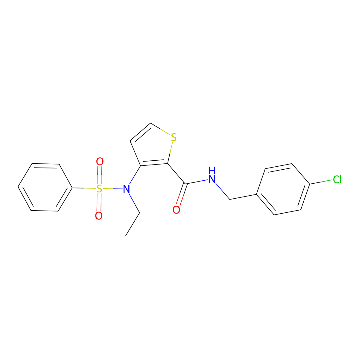 N-[(4-chlorophenyl)methyl]-3-(N-ethylbenzenesulfonamido)thiophene-2-carboxamide molecular structure, CAS 1251606-05-9