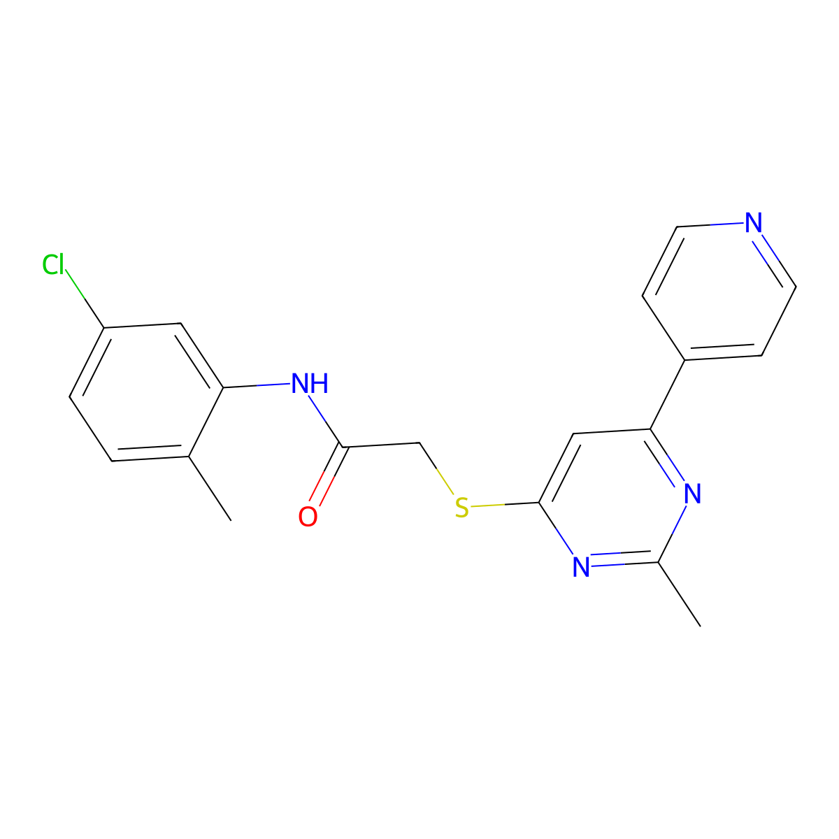 N-(5-chloro-2-methylphenyl)-2-((2-methyl-6-(pyridin-4-yl)pyrimidin-4-yl)thio)acetamide molecular structure, CAS 1251606-07-1