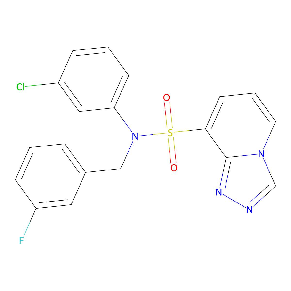 N-(3-chlorophenyl)-N-[(3-fluorophenyl)methyl]-[1,2,4]triazolo[4,3-a]pyridine-8-sulfonamide molecular structure, CAS 1251606-09-3